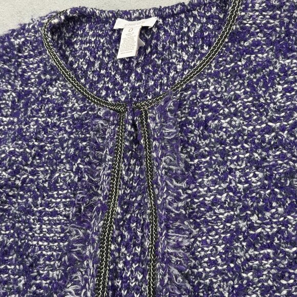 Chicos Purple Bouclé Tweed Cardigan Metallic Textured Knit Chic Coquette - Picture 3 of 8